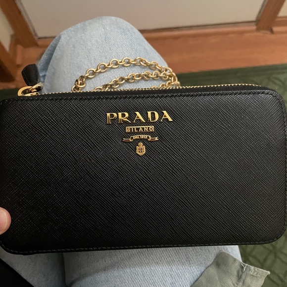 Prada Saffiano Double Zip with chain - Picture 1 of 8